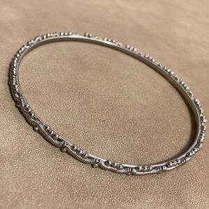 Silver Beaded Edge Bangle Bracelet